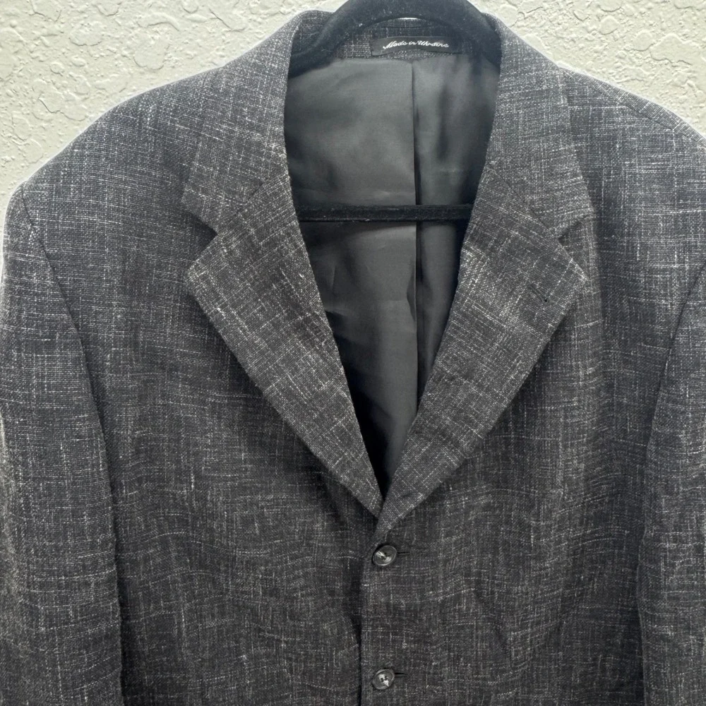 Barrington Mens Wool‎ Blend Charcoal Grey Plaid Blazer Jacket Size 44R